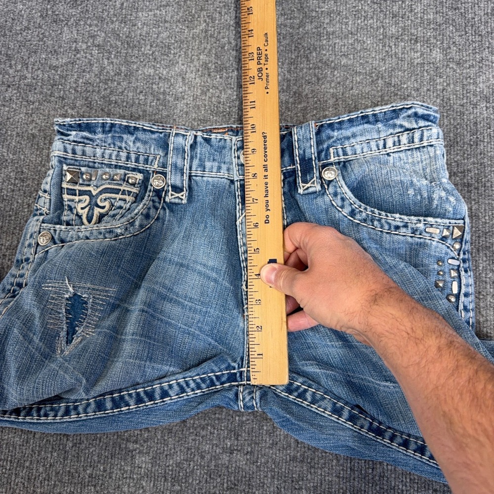 Rock Revival Jeans Men 31x32 Paul Boot Cut Bootleg Flap Pocket Distressed Studs - Picture 7 of 13